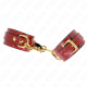 Белезници KINK - JOANNA ANGEL WRIST CUFFS RED ADJUSTABLE WITH GOLD CHAIN 16.5-26 CM X 4 CM