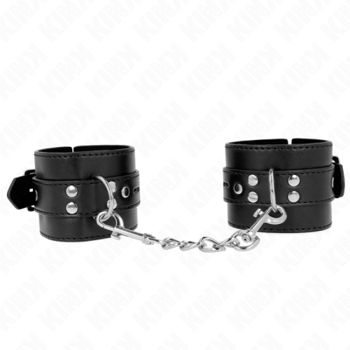 Белезници KINK - WRIST RESTRAINTS BLACK WITH BLACK BELT ADJUSTABLE 17-28 CM X 6 CM