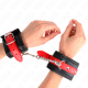 Белезници KINK - WRIST RESTRAINTS BLACK WITH RED BELT ADJUSTABLE 17-28 CM X 6 CM