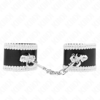 Белезници KINK - BLACK WRIST RESTRAINTS WITH WHITE DECOR