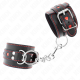 Белезници KINK - BLACK WRIST RESTRAINTS WITH RED HEART INLAY ADJUSTABLE 21-28 CM X 5.5 CM