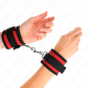 Белезници KINK - NYLON BIND HOOK&LOOP WRIST RESTRAINTS RED-BLACK MODEL 2 ADJUSTABLE 18-35 CM X 6 CM