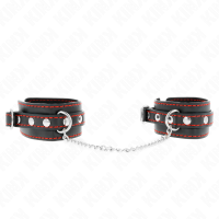 Белезници KINK - SMALL WRIST RESTRAINTS BLACK WITH RED LINING ADJUSTABLE 14-24 CM X 3.5 CM