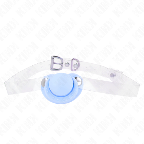 Топка за уста KINK - LIGHT BLUE PACIFIER SHAPED GAG 5.5 x 4 CM ADJUSTABLE 43-60 CM