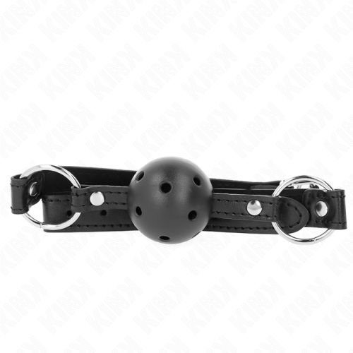 Топка за уста KINK - HOLLOW HARD BLACK BALL 4.5 CM GAG MODEL 1 63.5 X 2 CM