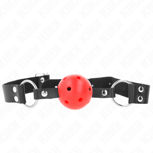 Топка за уста KINK - BREATHABLE BALL 4 CM GAG WITH DOUBLE RIVET RED 62.5 x 2.5 CM ADJUSTABLE 42-58 CM