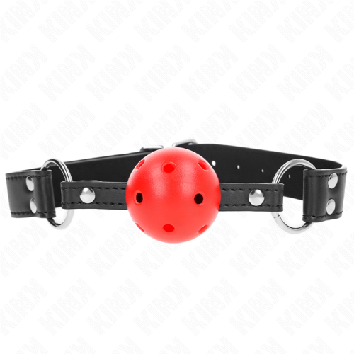 Топка за уста KINK - BREATHABLE BALL 4 CM GAG WITH DOUBLE RIVET LEATHER 62.5 x 2.5 CM ADJUSTABLE 42-58 CM