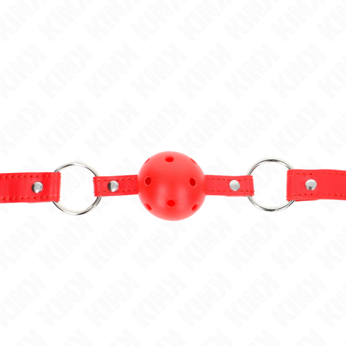 Топка за уста KINK - BREATHABLE BALL 4 CM GAG WITH DOUBLE RIVET MODEL 1 RED 62.5 x 2.5 CM ADJUSTABLE 42-58 CM