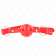 Топка за уста KINK - BREATHABLE BALL 4 CM GAG WITH DOUBLE RIVET MODEL 1 RED 62.5 x 2.5 CM ADJUSTABLE 42-58 CM