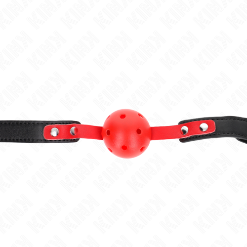 Топка за уста KINK - RED HOLLOW HARD BALL 4 CM GAG BLACK STRAP 60 x 2 CM ADJUSTABLE 37-52 CM