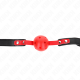 Топка за уста KINK - RED HOLLOW HARD BALL 4 CM GAG BLACK STRAP 60 x 2 CM ADJUSTABLE 37-52 CM