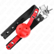 Топка за уста KINK - RED HOLLOW HARD BALL 4 CM GAG BLACK STRAP 60 x 2 CM ADJUSTABLE 37-52 CM