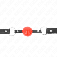 Топка за уста KINK - BALL 4 CM GAG WITH LOCK RED BALL BLACK STRAP 60 x 2 CM