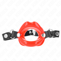 Топка за уста KINK - LIP 8 CM GAG WITH RED LEATHERETTE STRAP 63 x 2 CM ADJUSTABLE 39-58 CM