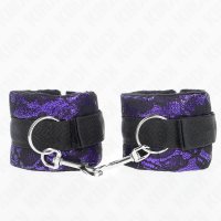 Белезници KINK - SHORT VELVET LACE WRIST RESTRAINTS AND NYLON BIND PURPLE / BLACK 23 X 6.5 CM