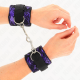 Белезници KINK - SHORT VELVET LACE WRIST RESTRAINTS AND NYLON BIND PURPLE / BLACK 23 X 6.5 CM