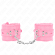 Белезници KINK - FUR LINED WRIST RESTRAINTS WITH SQUARE HOLES PINK AND PINK BELT ADJUSTABLE 17-29 CM X 6 CM