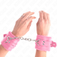 Белезници KINK - FUR LINED WRIST RESTRAINTS WITH SQUARE HOLES PINK AND PINK BELT ADJUSTABLE 17-29 CM X 6 CM