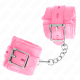 Белезници KINK - FUR LINED WRIST RESTRAINTS WITH SQUARE HOLES PINK AND PINK BELT ADJUSTABLE 17-29 CM X 6 CM