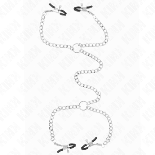 Щипки за зърна KINK - 4 CHAIN NIPPLE CLAMPS 32 CM WITH LITTLE CHAINS 14 CM