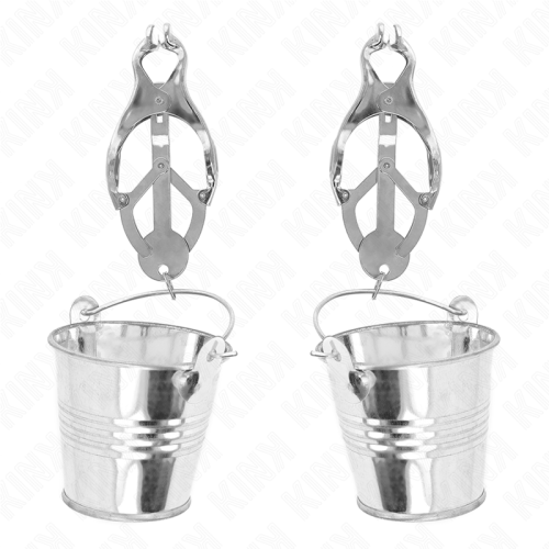 Щипки за зърна KINK - JAPANESE CLOVER NIPPLE CLAMPS WITH BUCKETS SILVER