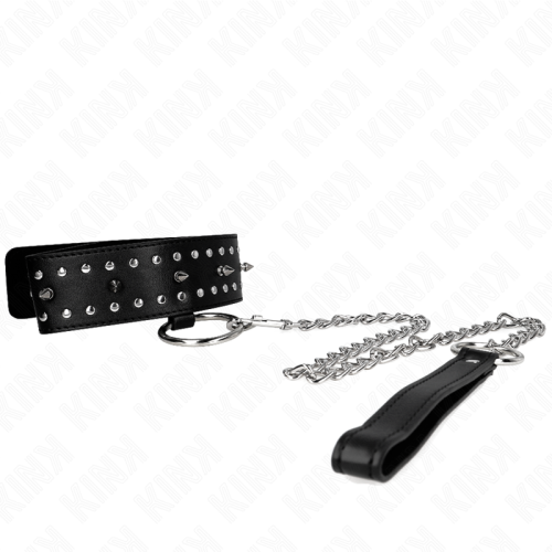 Нашийник KINK - NECKLACE WITH LEASH 65 CM WITH SILVER STUDS MODEL 1 ADJUSTABLE 36-43 CM X 5 CM