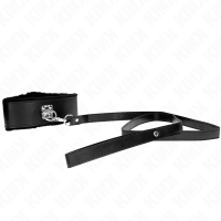 Нашийник KINK - NECKLACE WITH LEASH 116 CM WITH SILVER STUDS MODEL 4 BLACK ADJUSTABLE 40-48 CM X 6 CM