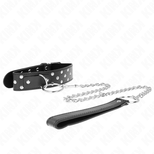 Нашийник KINK - RING RIVET STRAP NECKLACE WITH BELT 65 CM BLACK ADJUSTABLE 36-50 CM X 3.8 CM