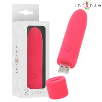 Мини вибратор INTENSE - SYMONE USB RECHARGEABLE VIBRATING BULLET 8 VIBRATIONS RED 10 X 2.2 CM