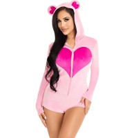 Костюм LEG AVENUE - TEDDY BEAR VELVET BODYSUIT PINK S