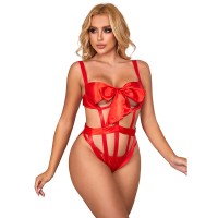 Бельо SUBBLIME - 954468 SEXY OPENWORK BODY WITH BOW RED S/M