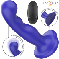 Вибратор INTENSE - SHORTY VIBRATOR WITH SUCTION CUP BLUE REMOTE CONTROL