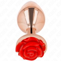 Анален плъг KINK - PINK GOLD ANAL PLUG WITH RED ROSE L