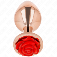Анален плъг KINK - PINK GOLD ANAL PLUG WITH RED ROSE S