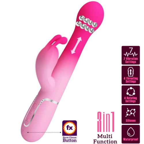 Вибратор PRETTY LOVE - DEJON 3 IN 1 MULTIFUNCTION RABBIT VIBRATOR PINK