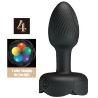 Анален разширител PRETTY LOVE - OLMAN ANAL PLUG WITH  LED LIGHT BLACK 8.8 CM