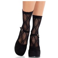Секси чорапи LEG AVENUE - BLACK LACE BOW LACE SOCKS