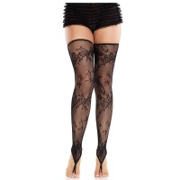 Секси чорапи LEG AVENUE - FLORAL LACE FOOTLESS STOCKINGS