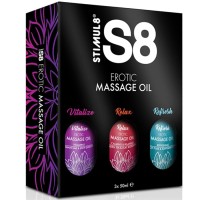 Масажни олиа STIMUL8 - S8 MASSAGE OIL BOX 3 X 50 ML