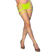 Секси чорапи CHILIROSE - CR 4867 NEON GREEN FISHNET TIGHTS WITH HOLES
