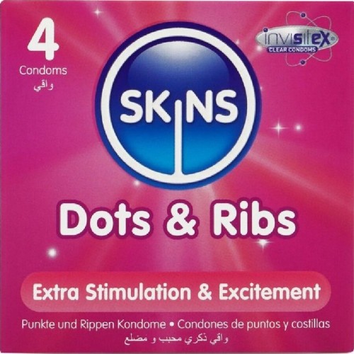 Презервативи SKINS - DOTS & RIBS PREMIUM CONDOMS PACK 4