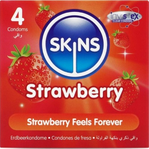Презервативи SKINS - STRAWBERRY PREMIUM CONDOMS PACK 4