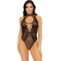 Боди LEG AVENUE - NET AND LACE KEYHOLE HALTER BODYSUIT O Боди LEG AVENUE - NET AND LACE KEYHOLE HALTER BODYSUIT O