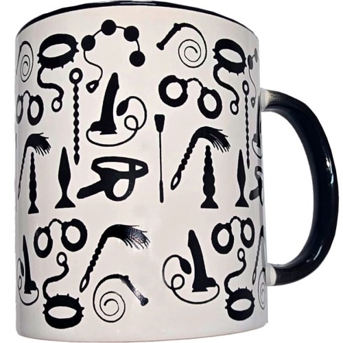 Чаша DIABLO PICANTE - WHITE BONDAGE MUG WITH BLACK HANDLE 370 ML