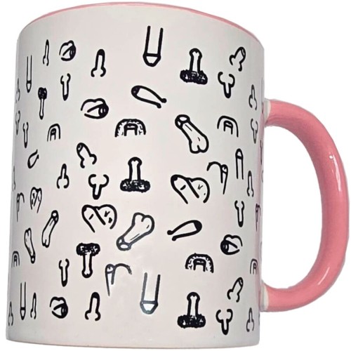 Чаша DIABLO PICANTE - WHITE PENIS MUG WITH PINK HANDLE 370 M