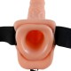 FETISH FANTASY SERIES 11" HOLLOW STRAP-ON VIBRATING WITH BALLS 27.9CM FLESH