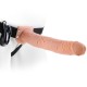 FETISH FANTASY SERIES 11" HOLLOW STRAP-ON VIBRATING WITH BALLS 27.9CM FLESH