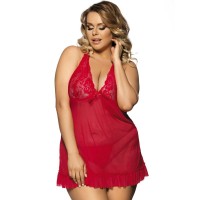SUBBLIME QUEEN PLUS RED BABYDOLL FLORAL MOTIVS IN BREAST