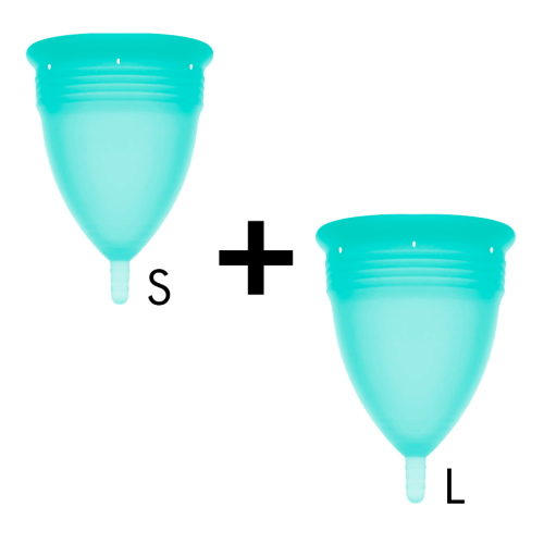 STERCUP MENSTRUAL CUP SIZE S + SIZE L PACK AQUAMARINE