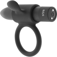 BLACK&SILVER CAMERON RECHARGEABLE VIBRATING RING 10V  BL